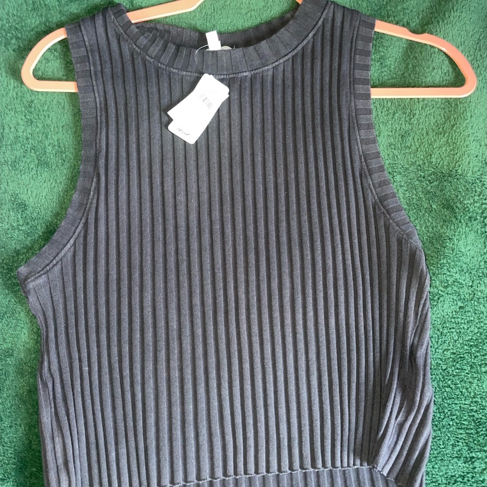 aerie Black Ribbed Sleeveless Tank Top